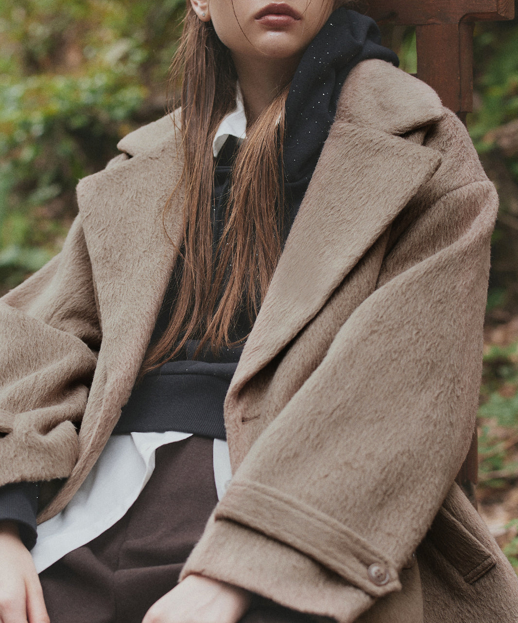 アドティエ ad thie シャギーコクーンミドルコート （グレー） グレー