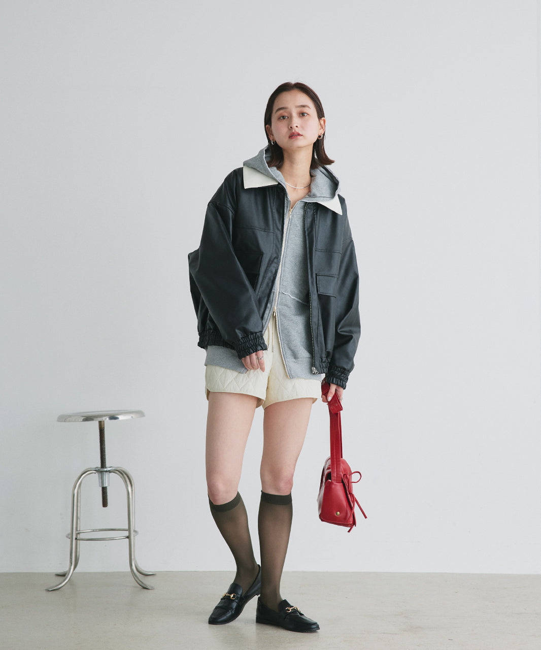 アドティエ ad thie コーデュロイカラーレザーブルゾン