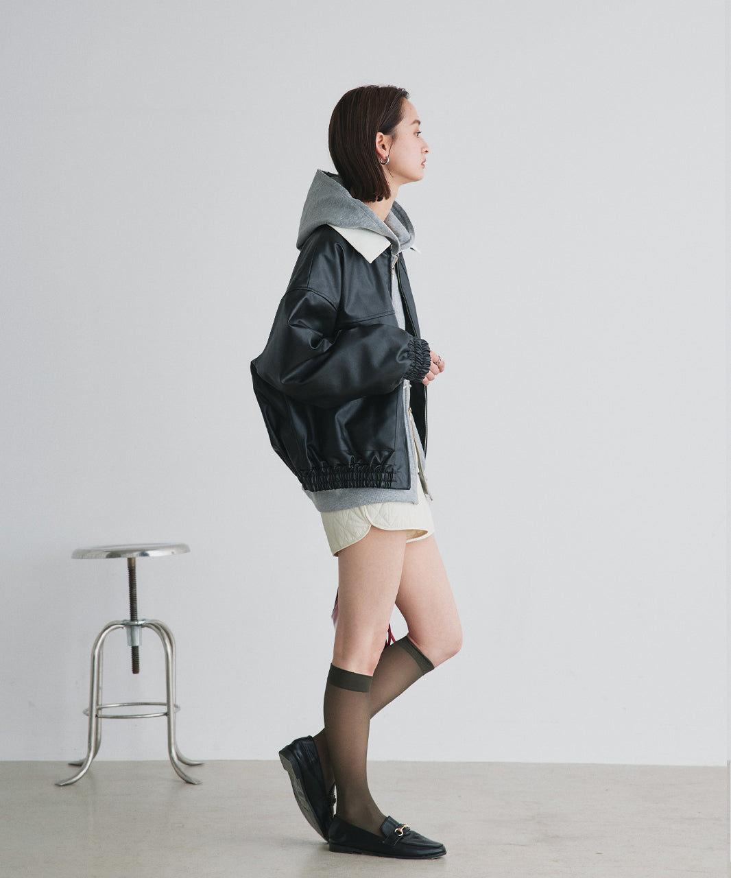 アドティエ ad thie コーデュロイカラーレザーブルゾン