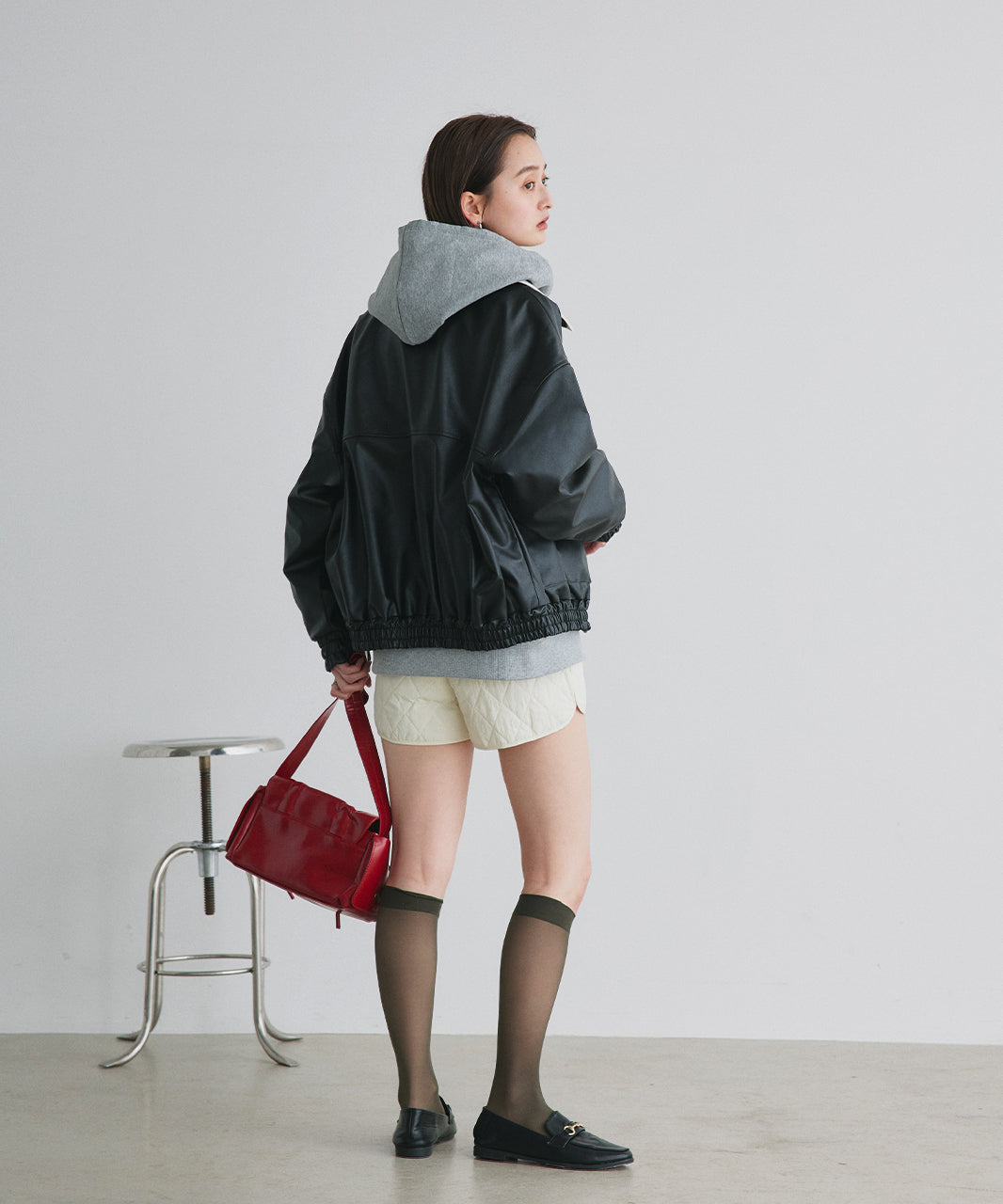 アドティエ ad thie コーデュロイカラーレザーブルゾン