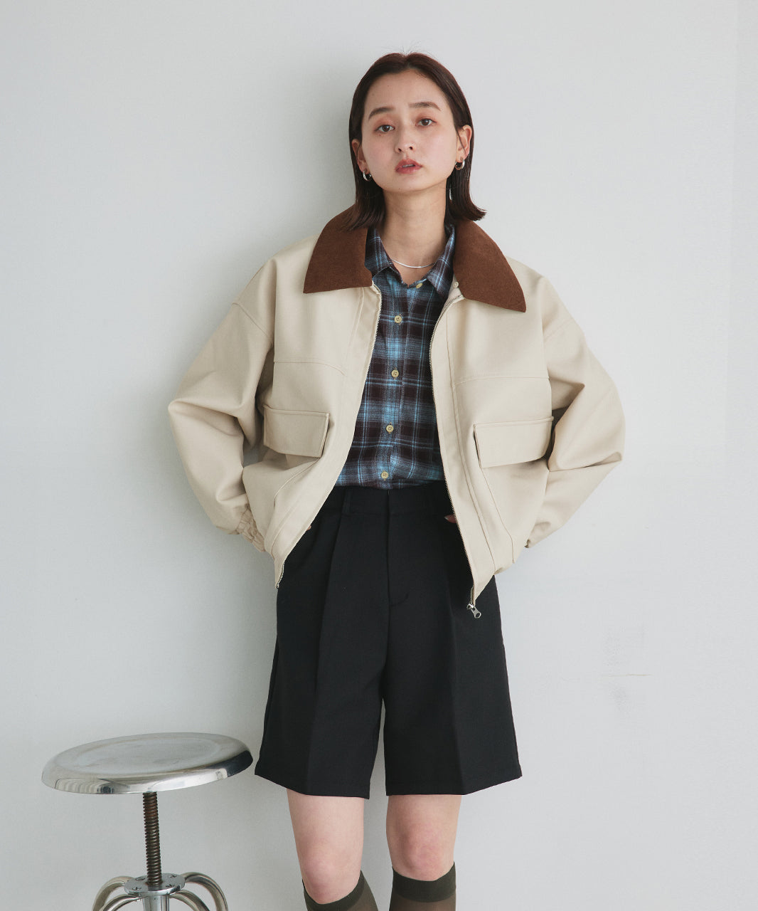 アドティエ ad thie コーデュロイカラーレザーブルゾン