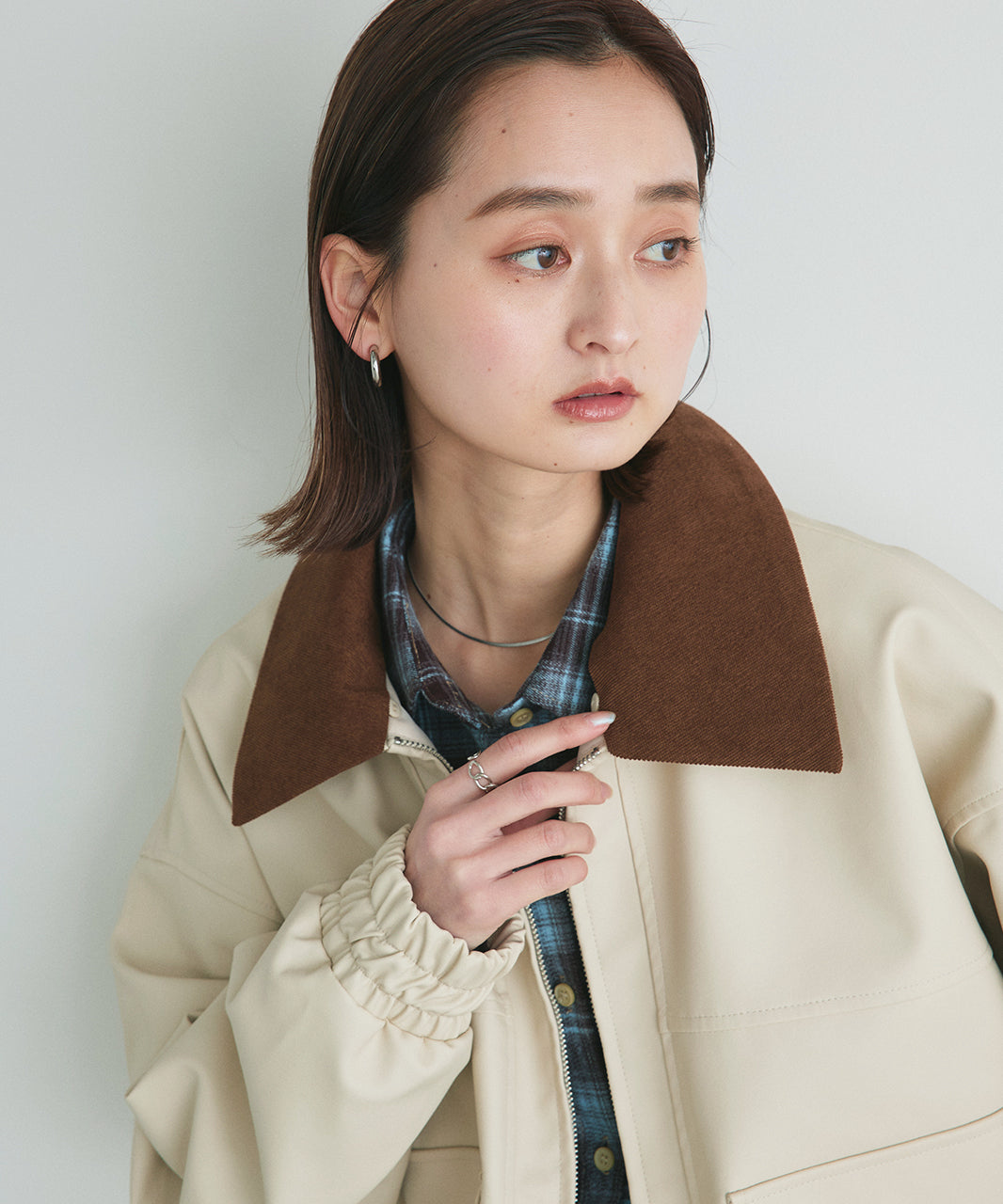 アドティエ ad thie コーデュロイカラーレザーブルゾン