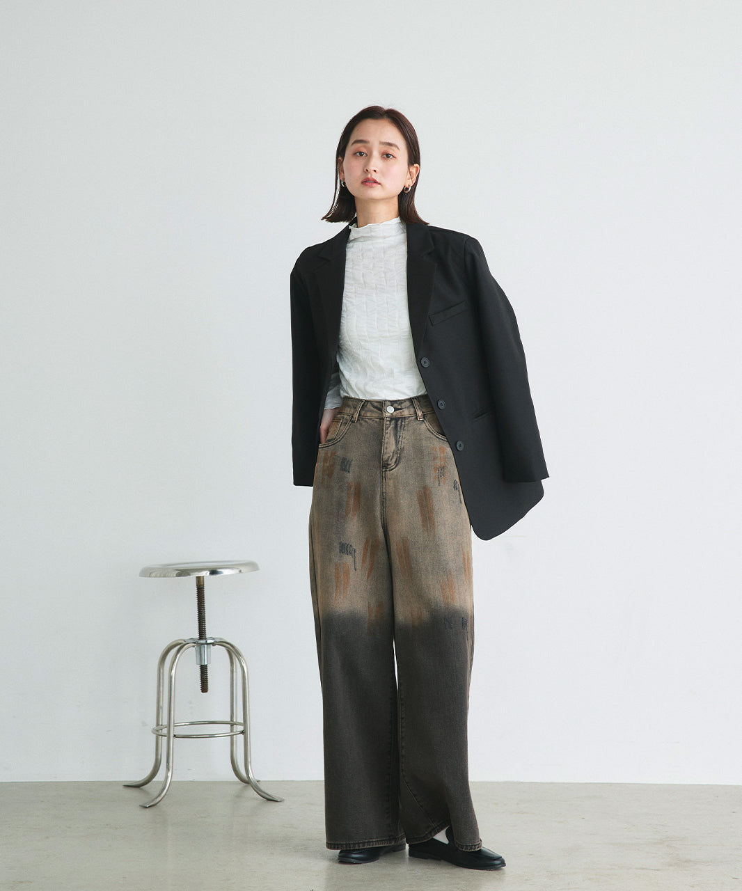 Adtie シャーリングハイネックトップス