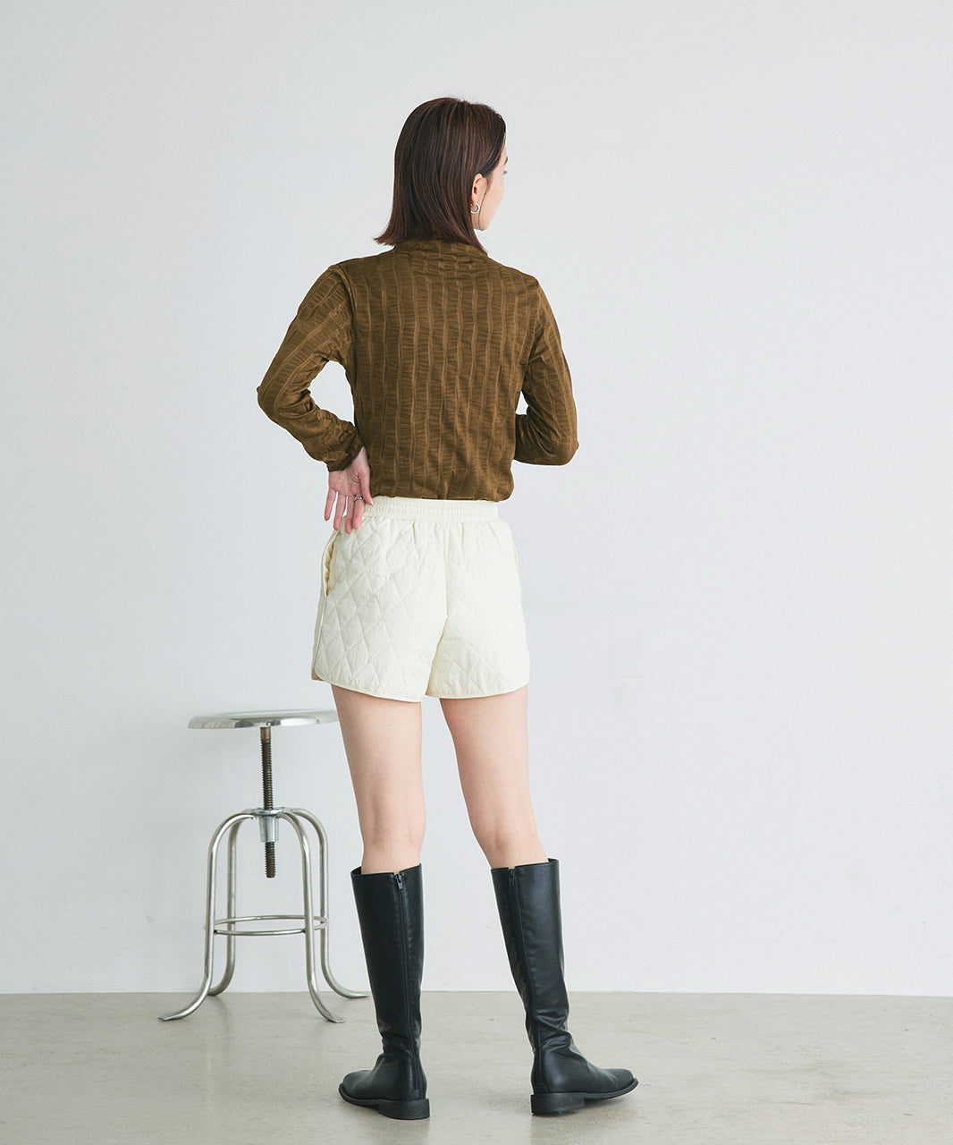 Adtie シャーリングハイネックトップス