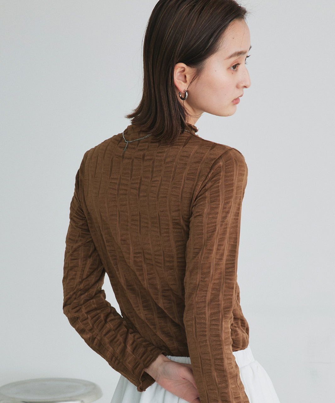 Adtie シャーリングハイネックトップス