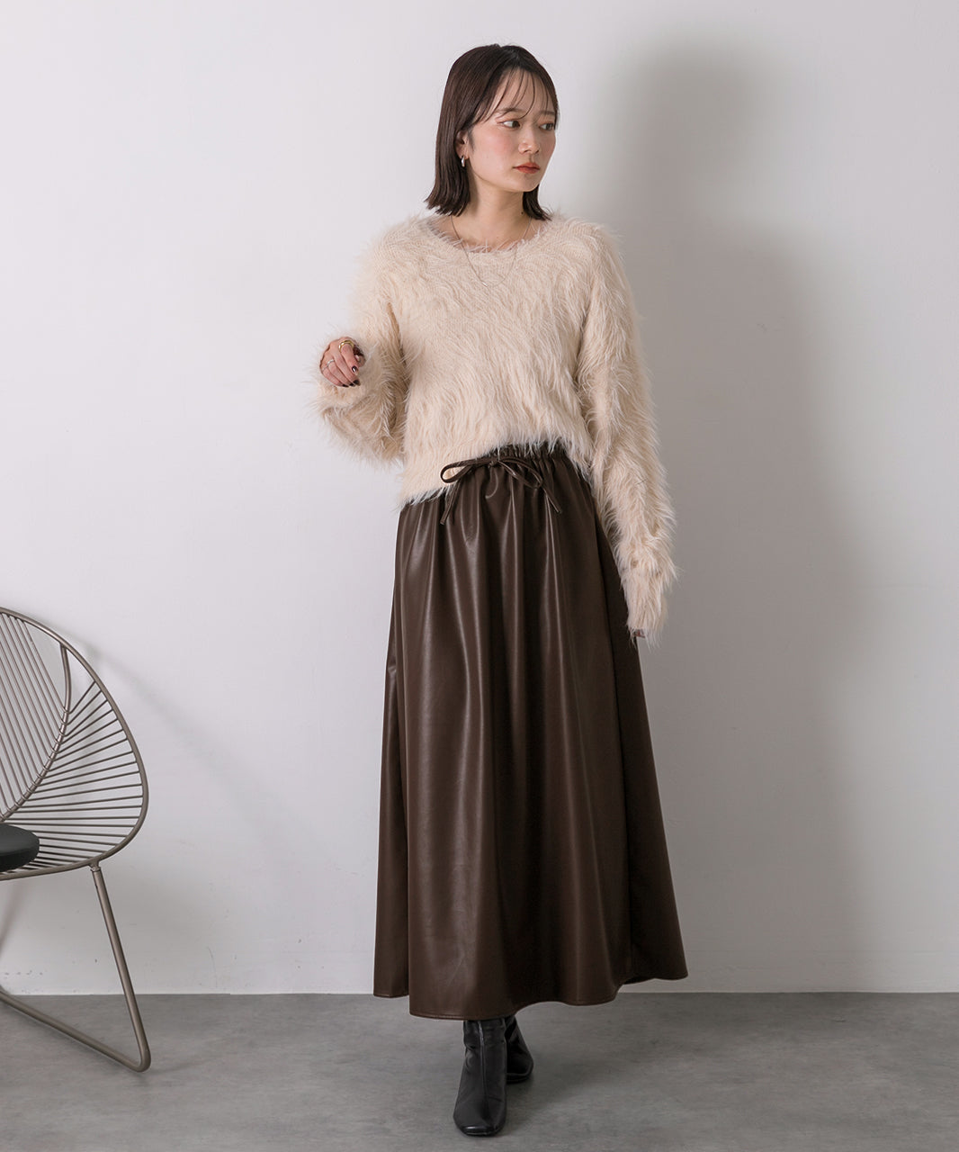 アドティエ ad thie 【2024AW新作】レザーライク ロングスカート