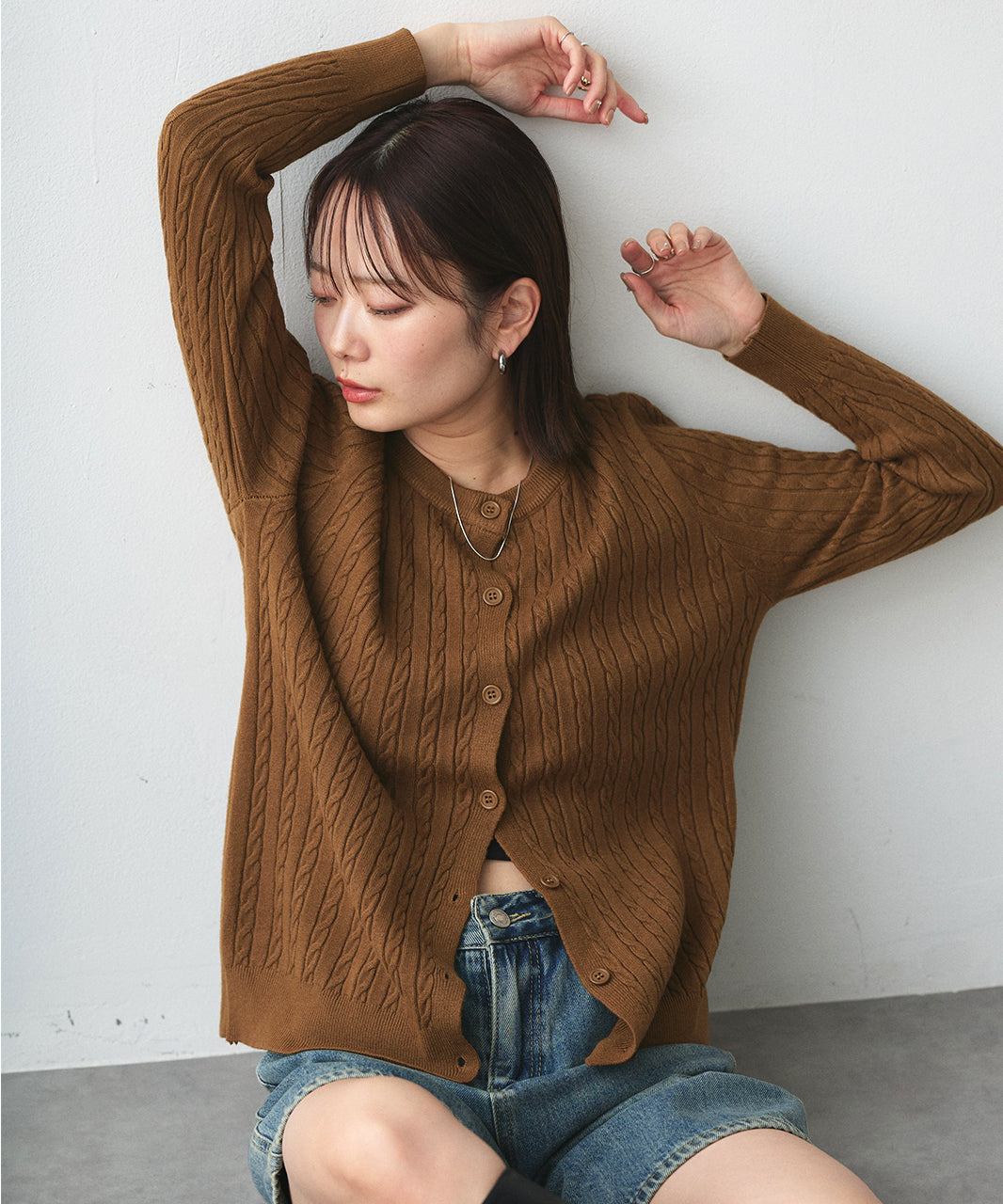 アドティエ ad thie ケーブルニットカーディガン