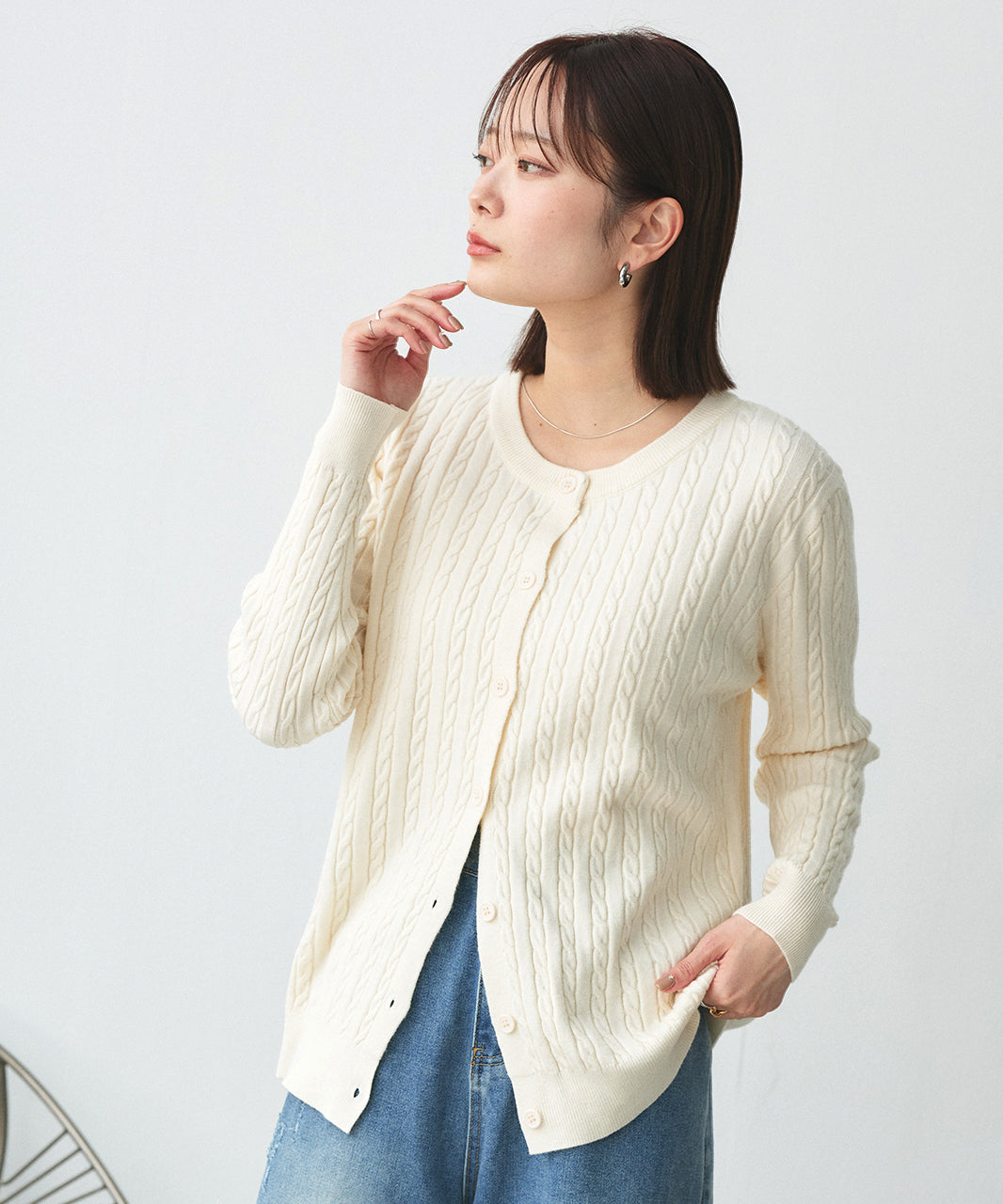 アドティエ ad thie ケーブルニットカーディガン