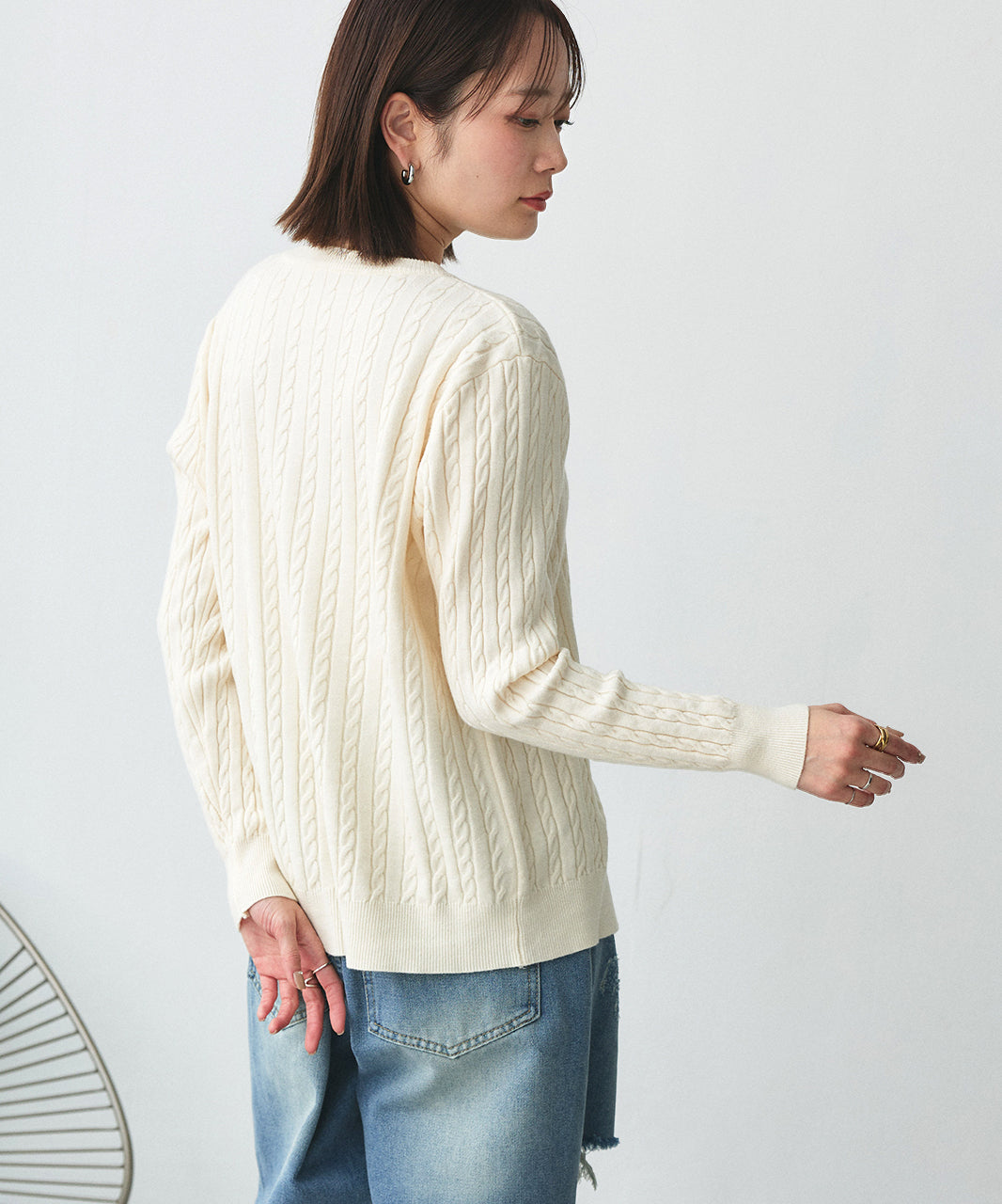 アドティエ ad thie ケーブルニットカーディガン