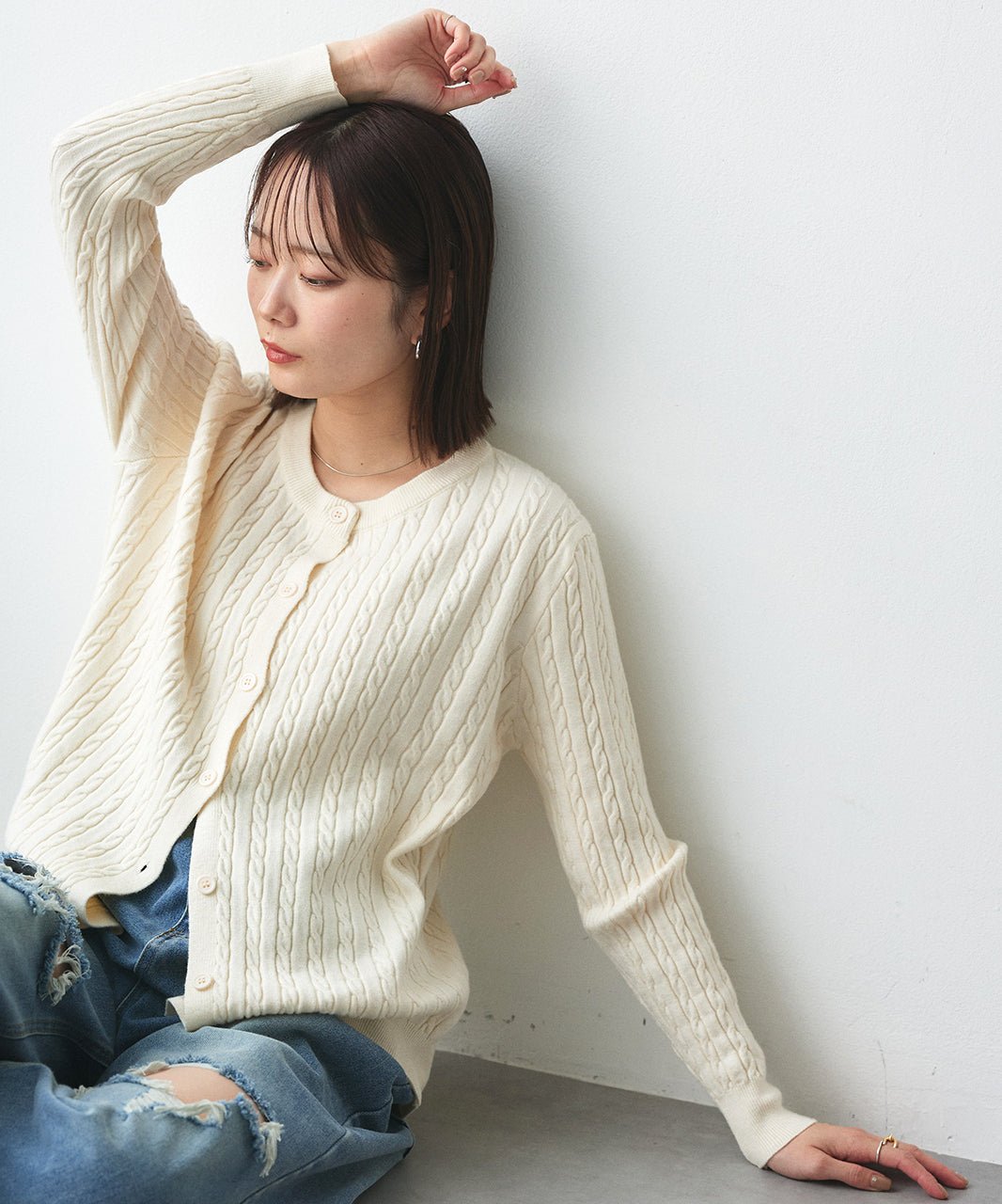 アドティエ ad thie ケーブルニットカーディガン