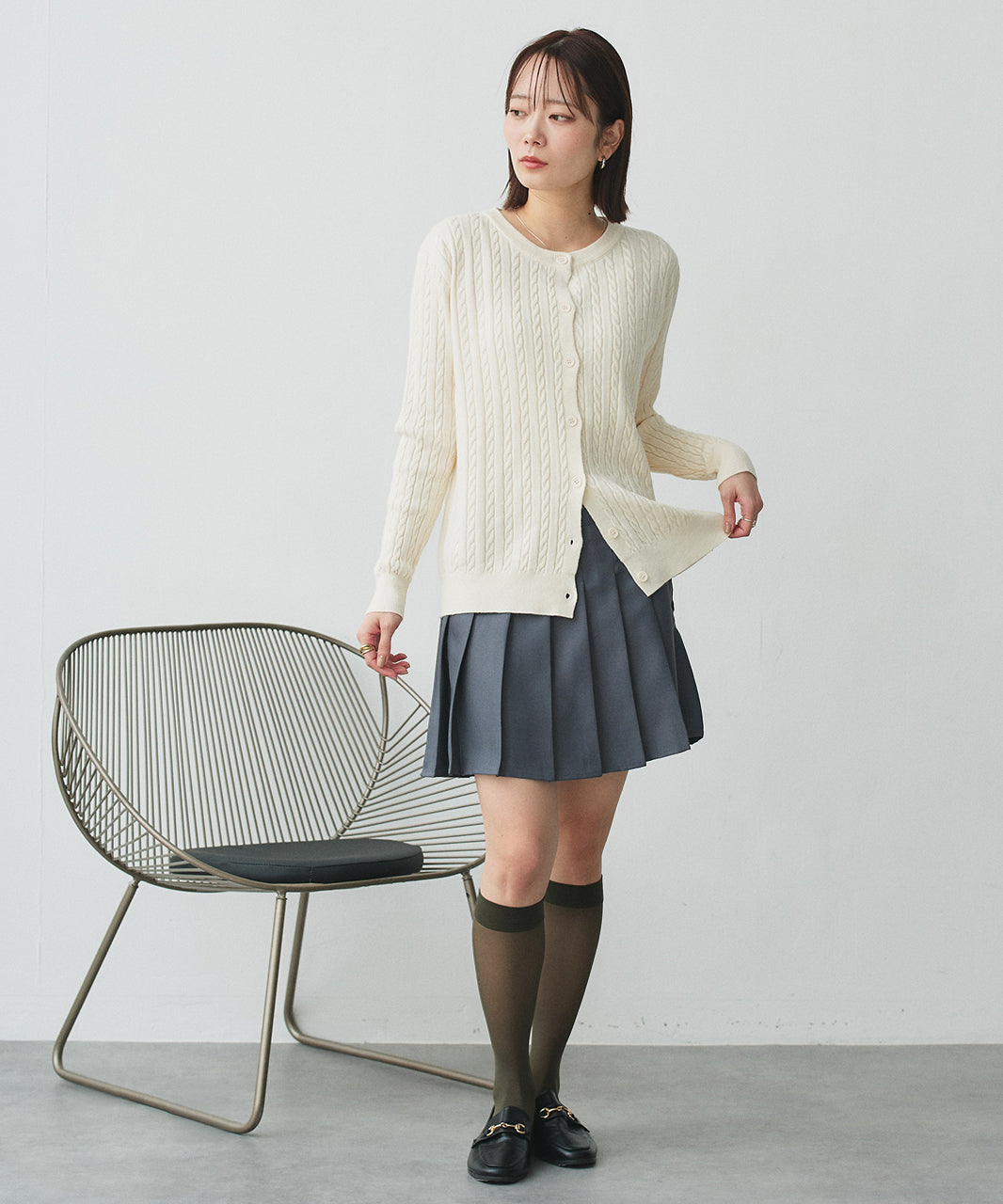 アドティエ ad thie ケーブルニットカーディガン