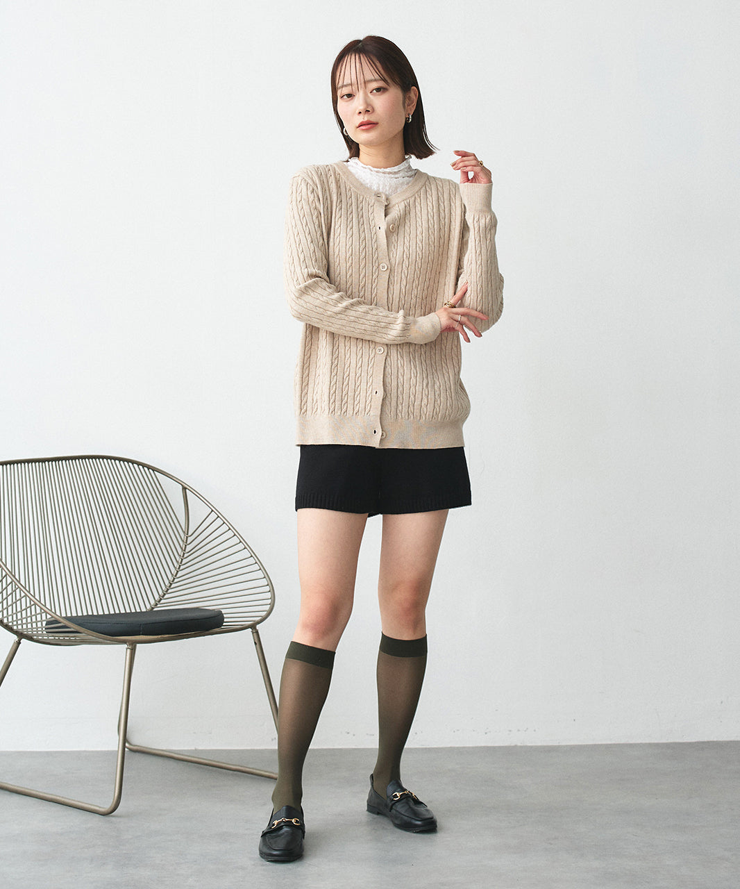 アドティエ ad thie ケーブルニットカーディガン