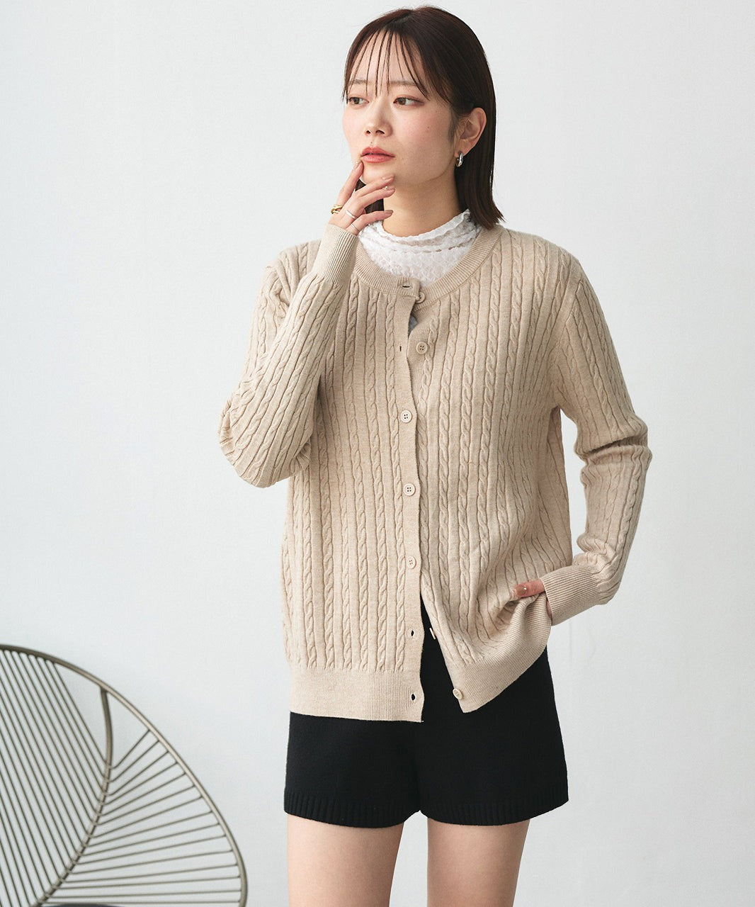 アドティエ ad thie ケーブルニットカーディガン