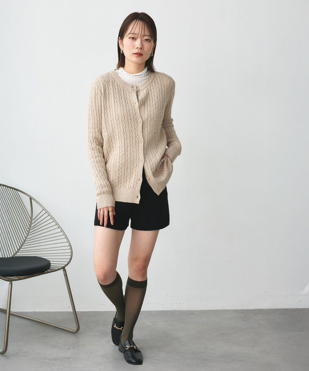 アドティエ ad thie ケーブルニットカーディガン