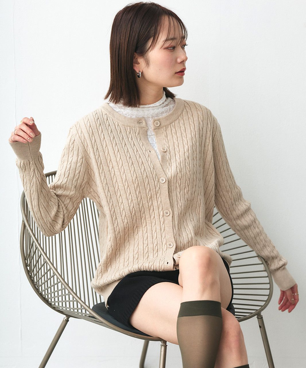 アドティエ ad thie ケーブルニットカーディガン