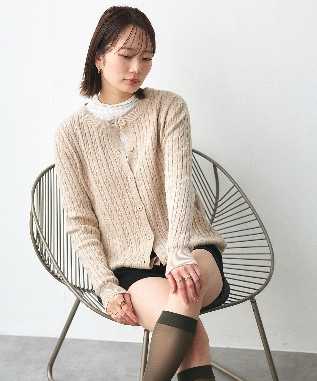 アドティエ ad thie ケーブルニットカーディガン