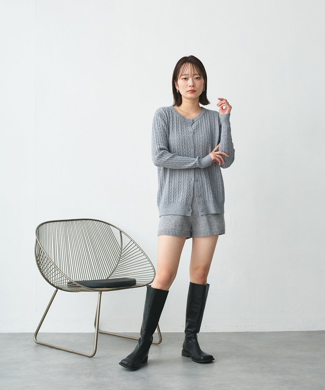 アドティエ ad thie ケーブルニットカーディガン