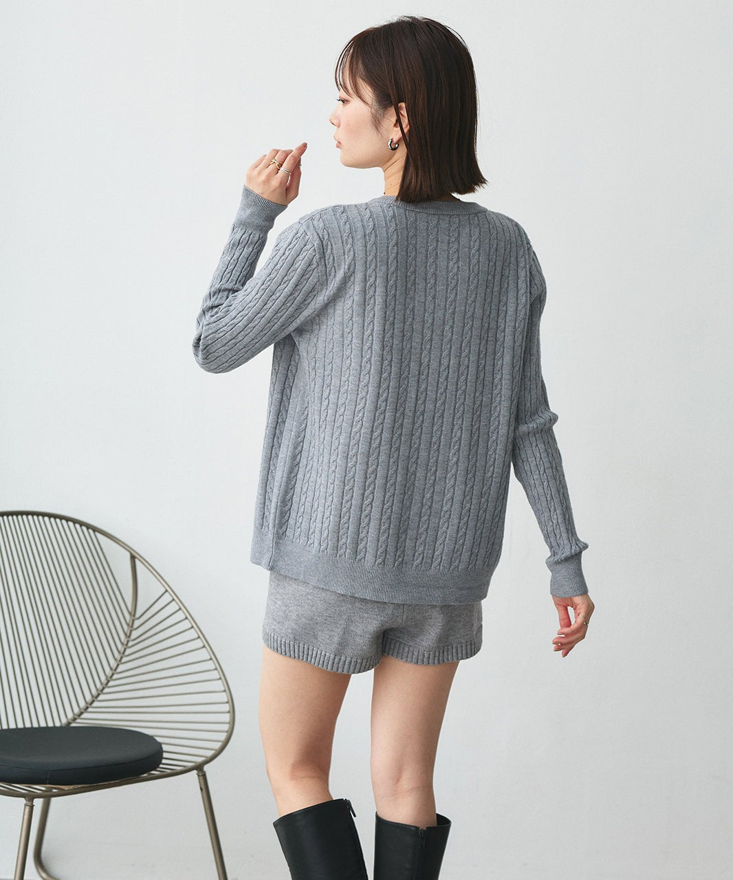 アドティエ ad thie ケーブルニットカーディガン