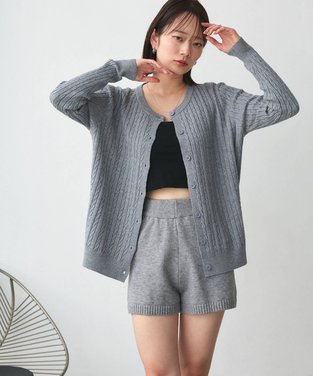 アドティエ ad thie ケーブルニットカーディガン