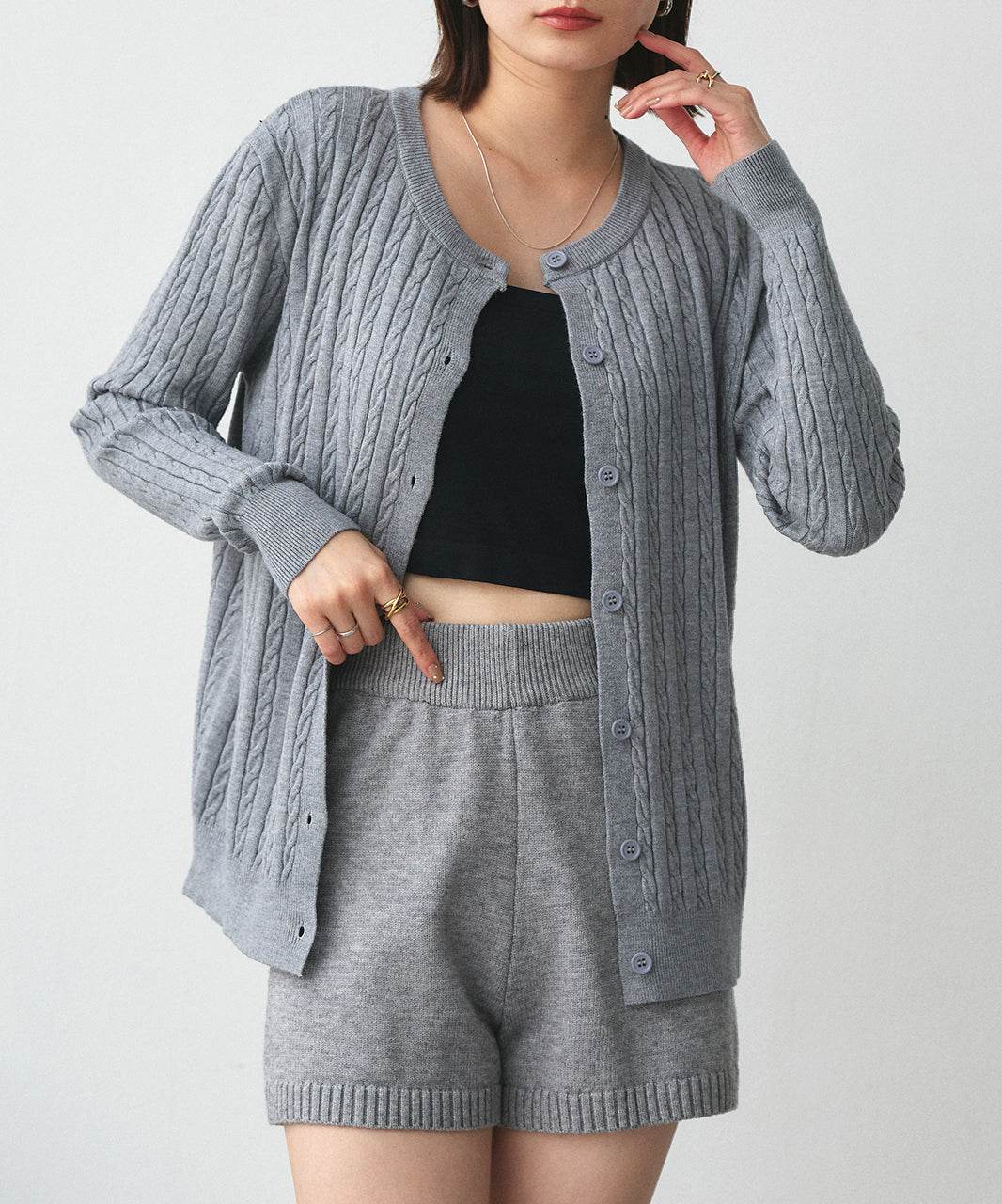 アドティエ ad thie ケーブルニットカーディガン