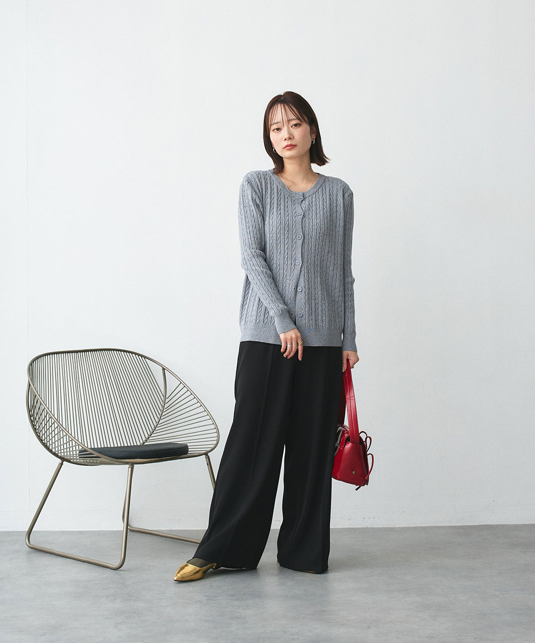 アドティエ ad thie ケーブルニットカーディガン