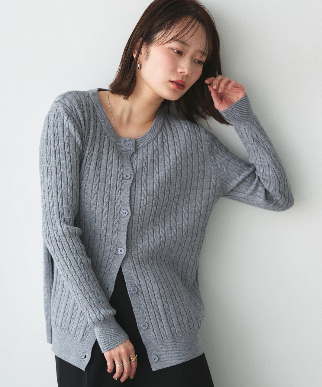 アドティエ ad thie ケーブルニットカーディガン