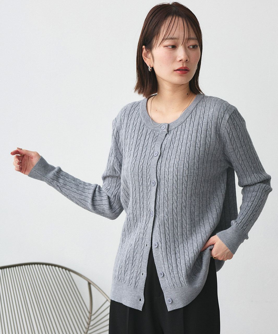 アドティエ ad thie ケーブルニットカーディガン