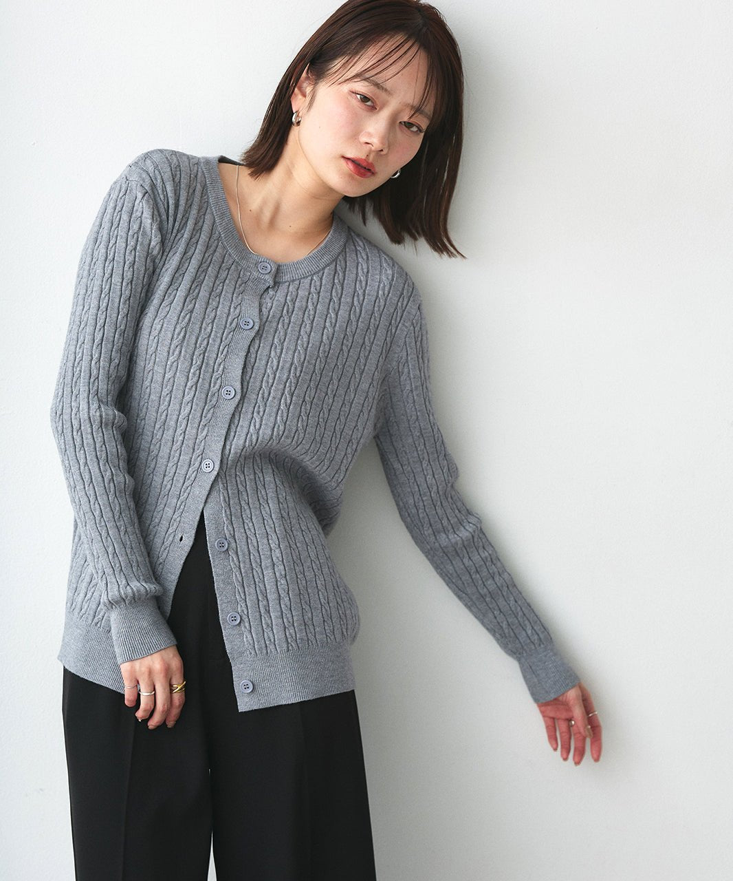アドティエ ad thie ケーブルニットカーディガン