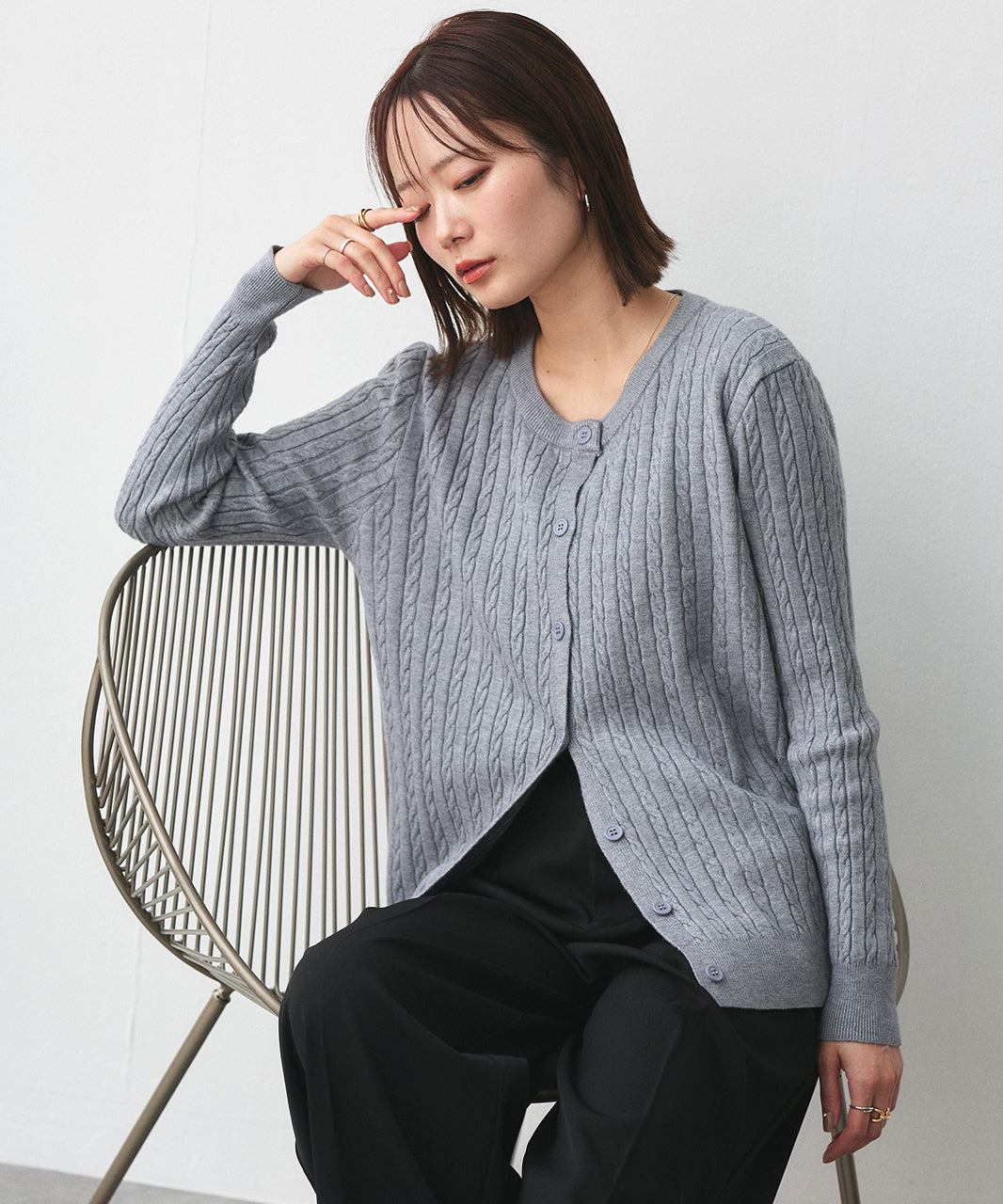 アドティエ ad thie ケーブルニットカーディガン