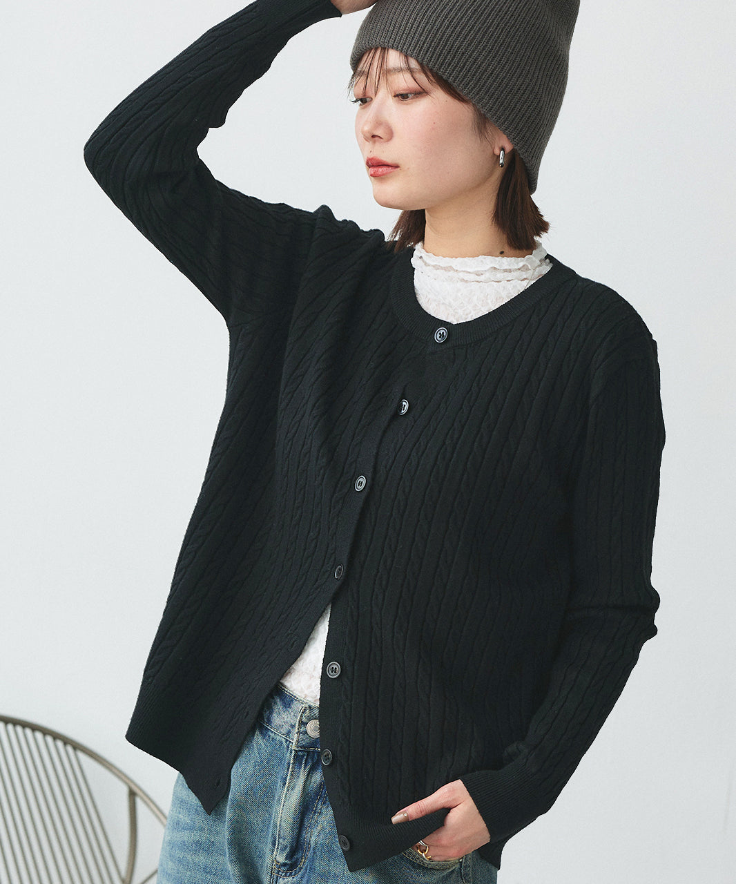 アドティエ ad thie ケーブルニットカーディガン