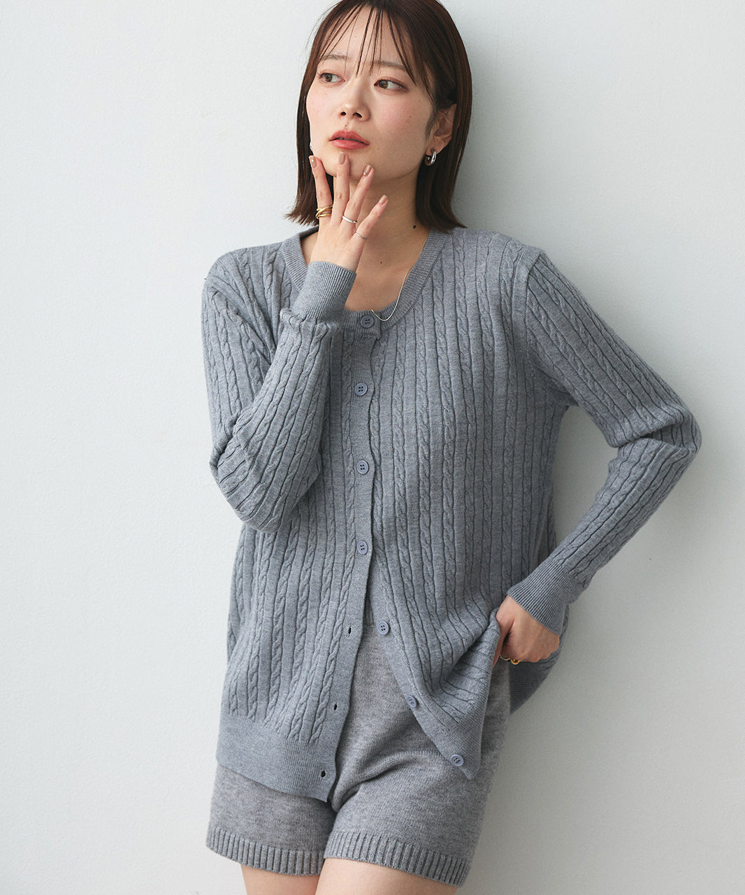 アドティエ ad thie ケーブルニットカーディガン （ブラック） ブラック