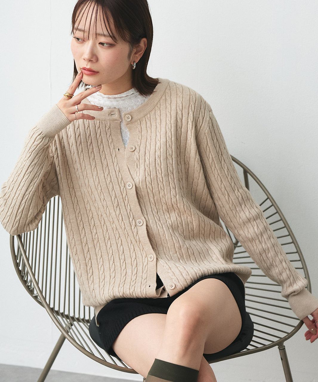 アドティエ ad thie ケーブルニットカーディガン