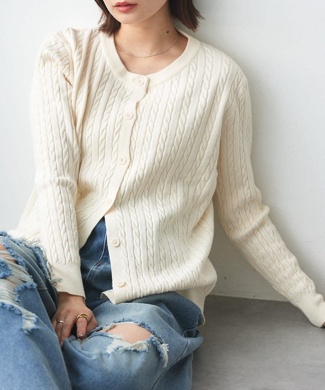 アドティエ ad thie ケーブルニットカーディガン