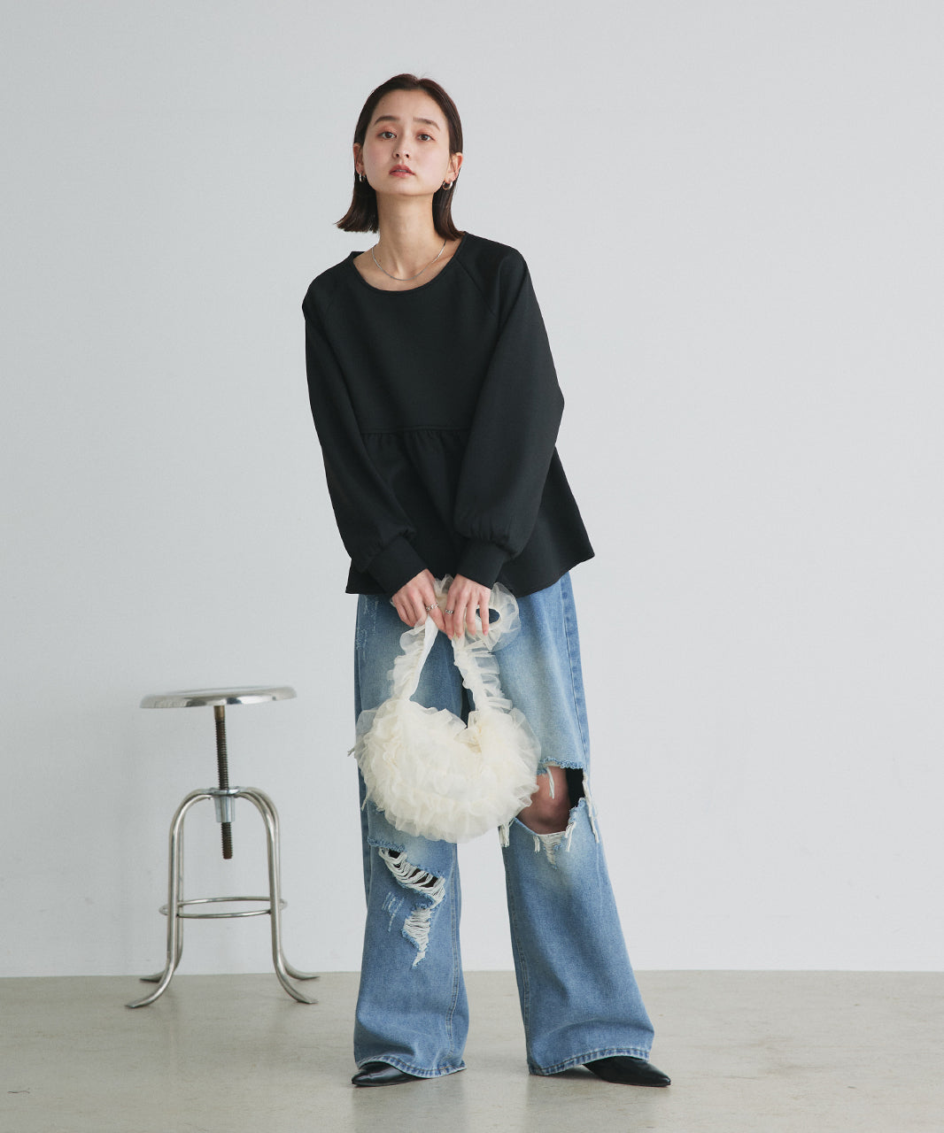 アドティエ ad thie ウエストギャザーポンチプルオーバー