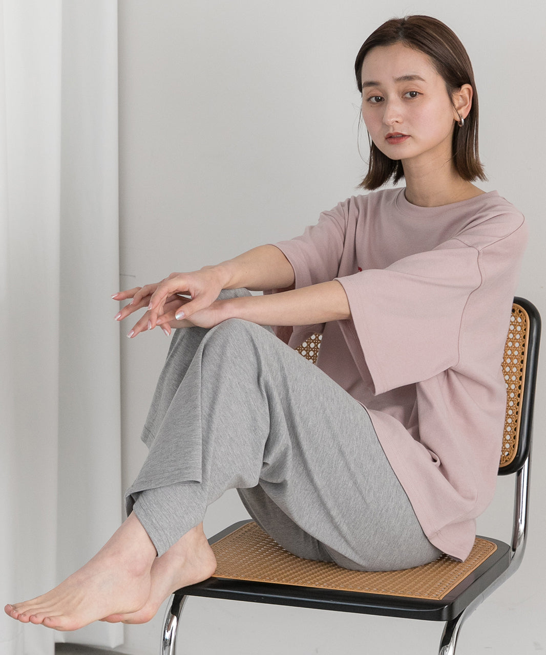 アドティエ ad thie 前面印花 光滑長褲室內服