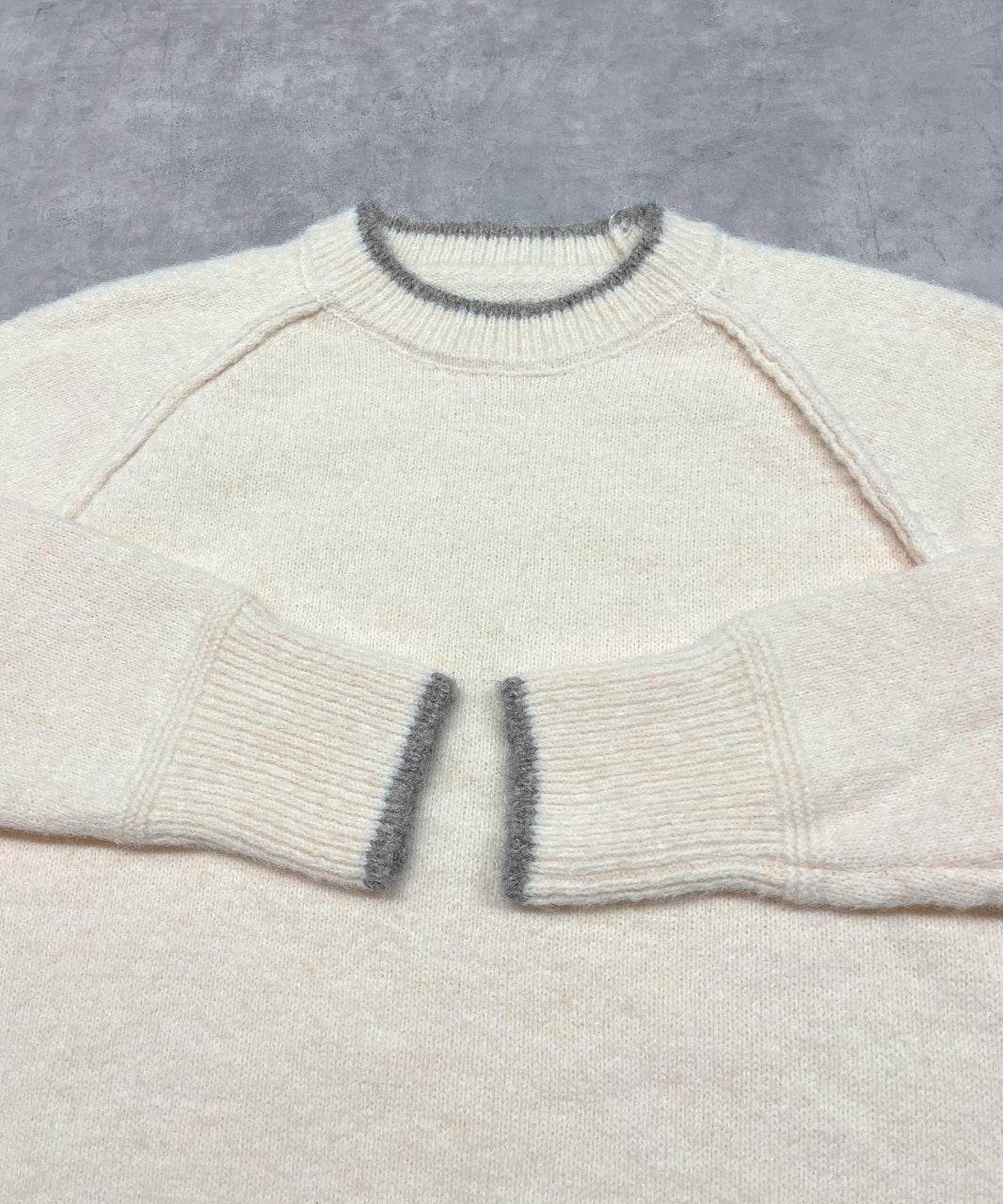 アドティエ ad thie 配色ラグランクルーネックニット