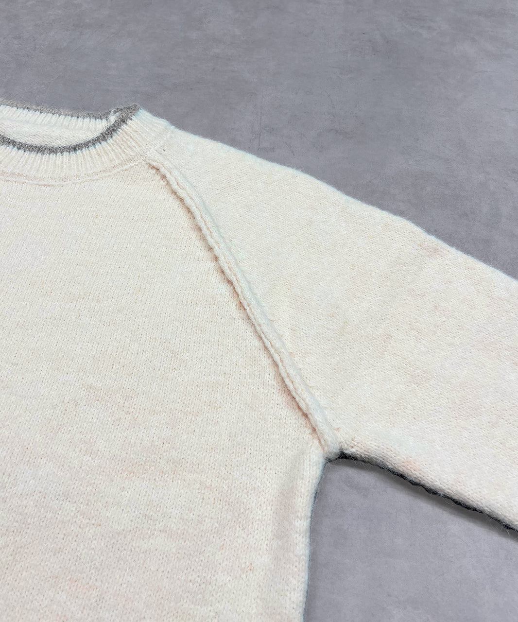 アドティエ ad thie 配色ラグランクルーネックニット