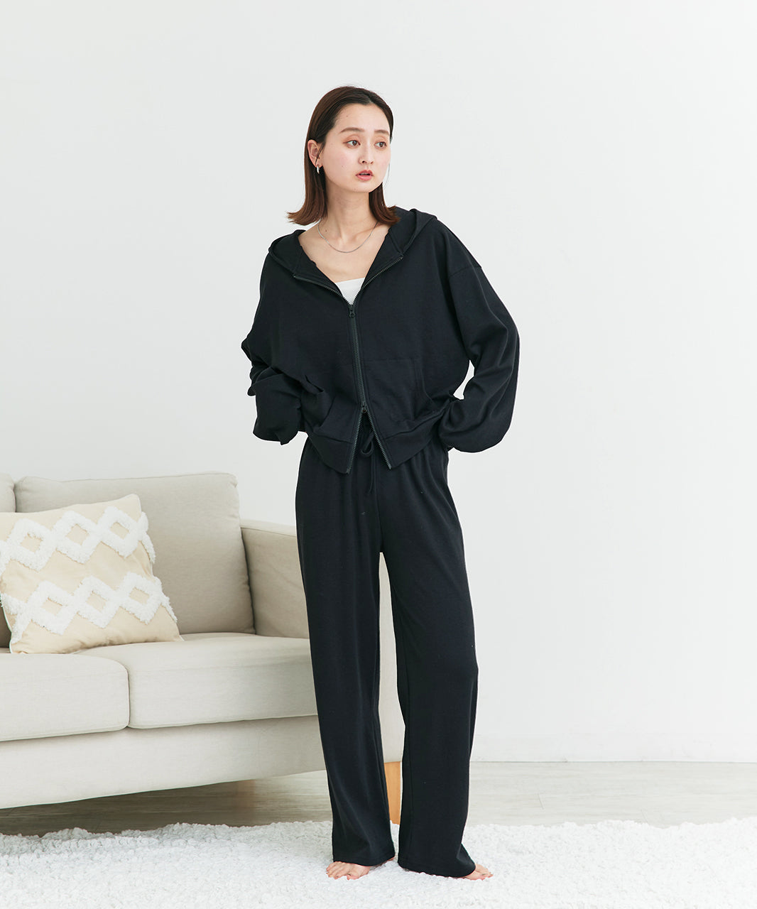 アドティエ ad thie 【2025SS新作】スムースダブルジップパーカールームウェア （杢グレー） 杢グレー