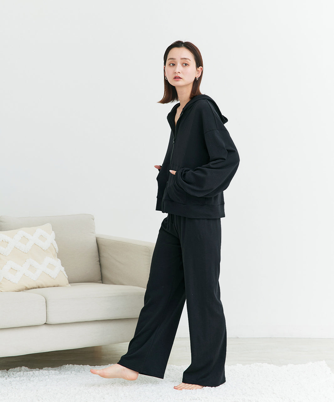 アドティエ ad thie 【2025SS新作】スムースダブルジップパーカールームウェア （杢グレー） 杢グレー