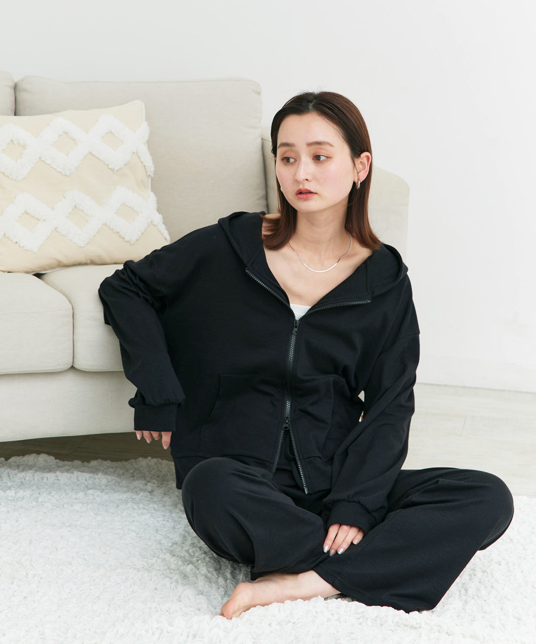 アドティエ ad thie 【2025SS新作】スムースダブルジップパーカールームウェア （杢グレー） 杢グレー