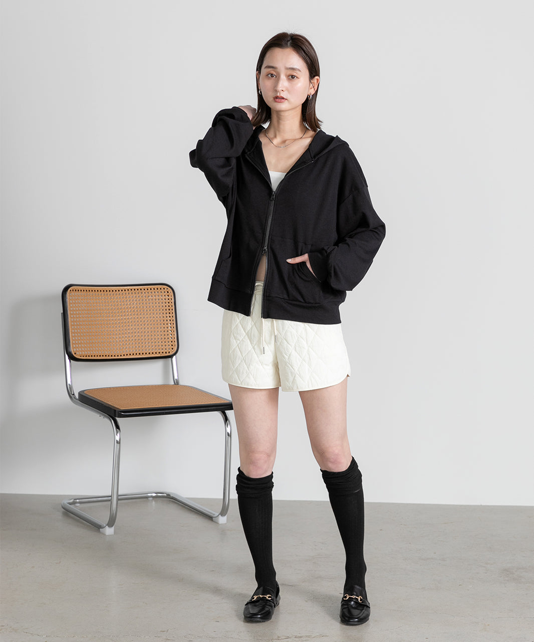 アドティエ ad thie 【2025SS新作】スムースダブルジップパーカールームウェア （杢グレー） 杢グレー