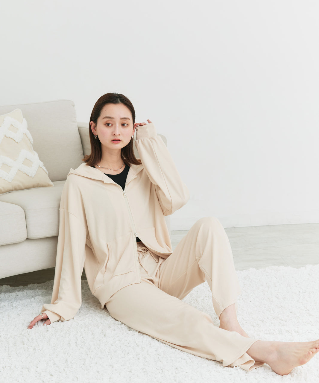 アドティエ ad thie 【2025SS新作】スムースダブルジップパーカールームウェア （杢グレー） 杢グレー