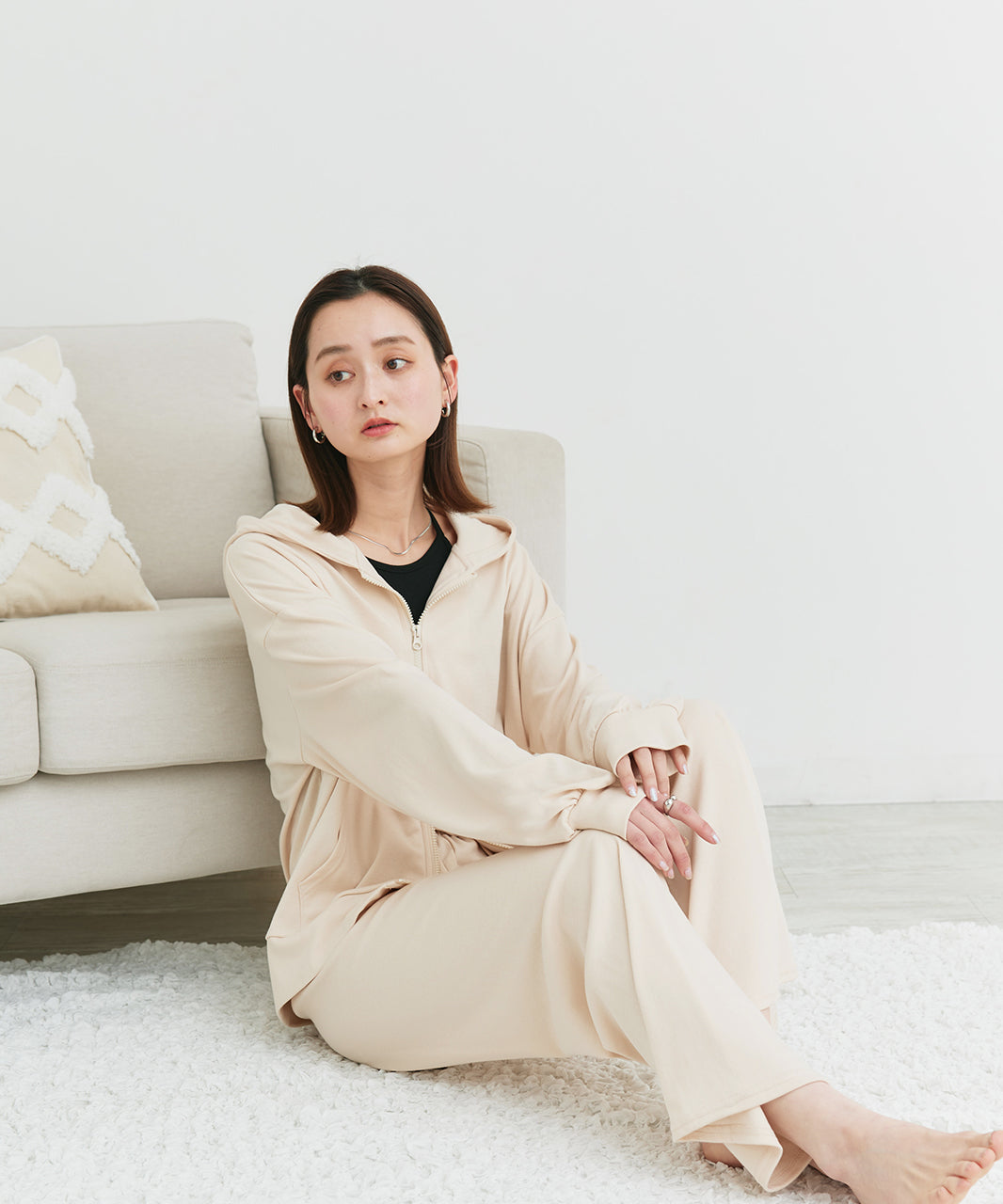 アドティエ ad thie 【2025SS新作】スムースダブルジップパーカールームウェア （杢グレー） 杢グレー