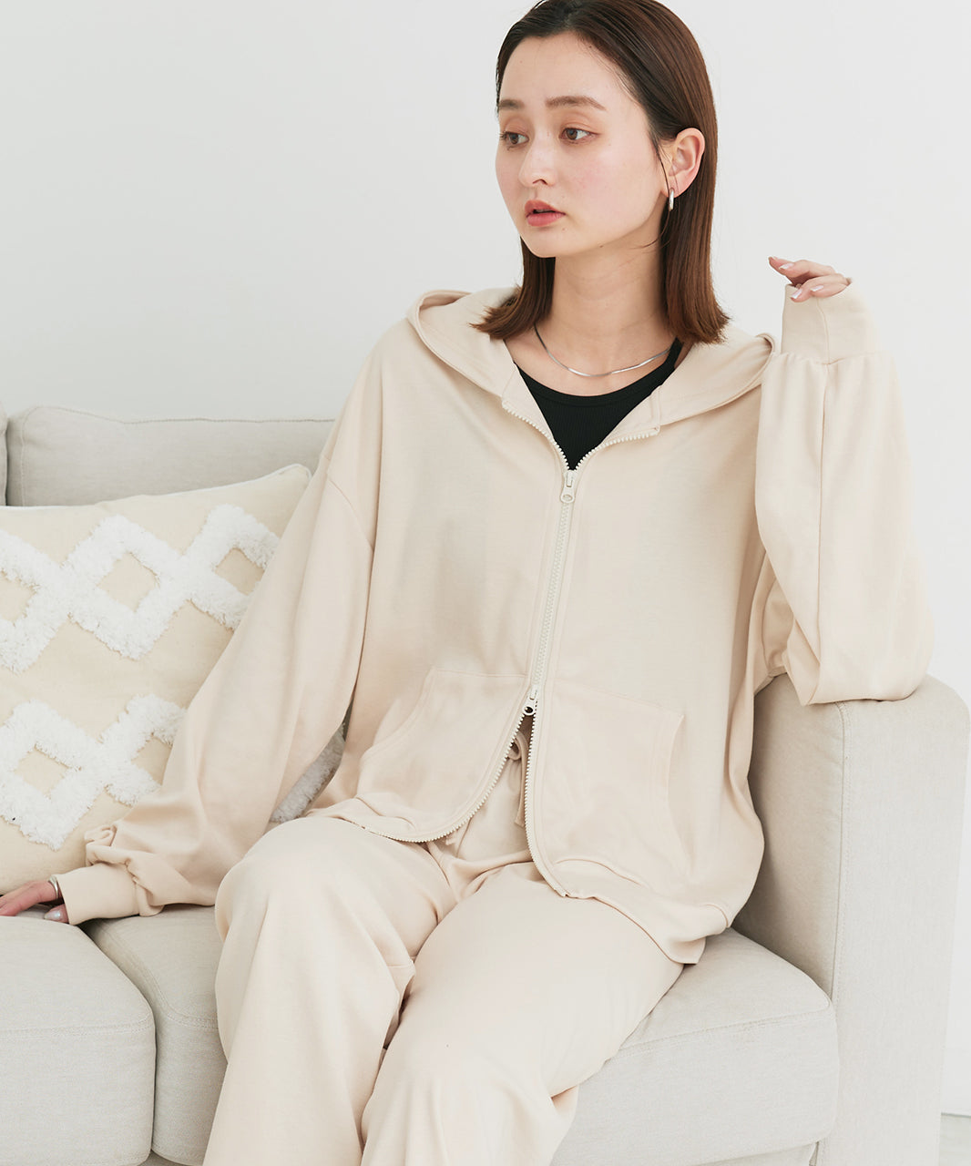 アドティエ ad thie 【2025SS新作】スムースダブルジップパーカールームウェア （杢グレー） 杢グレー