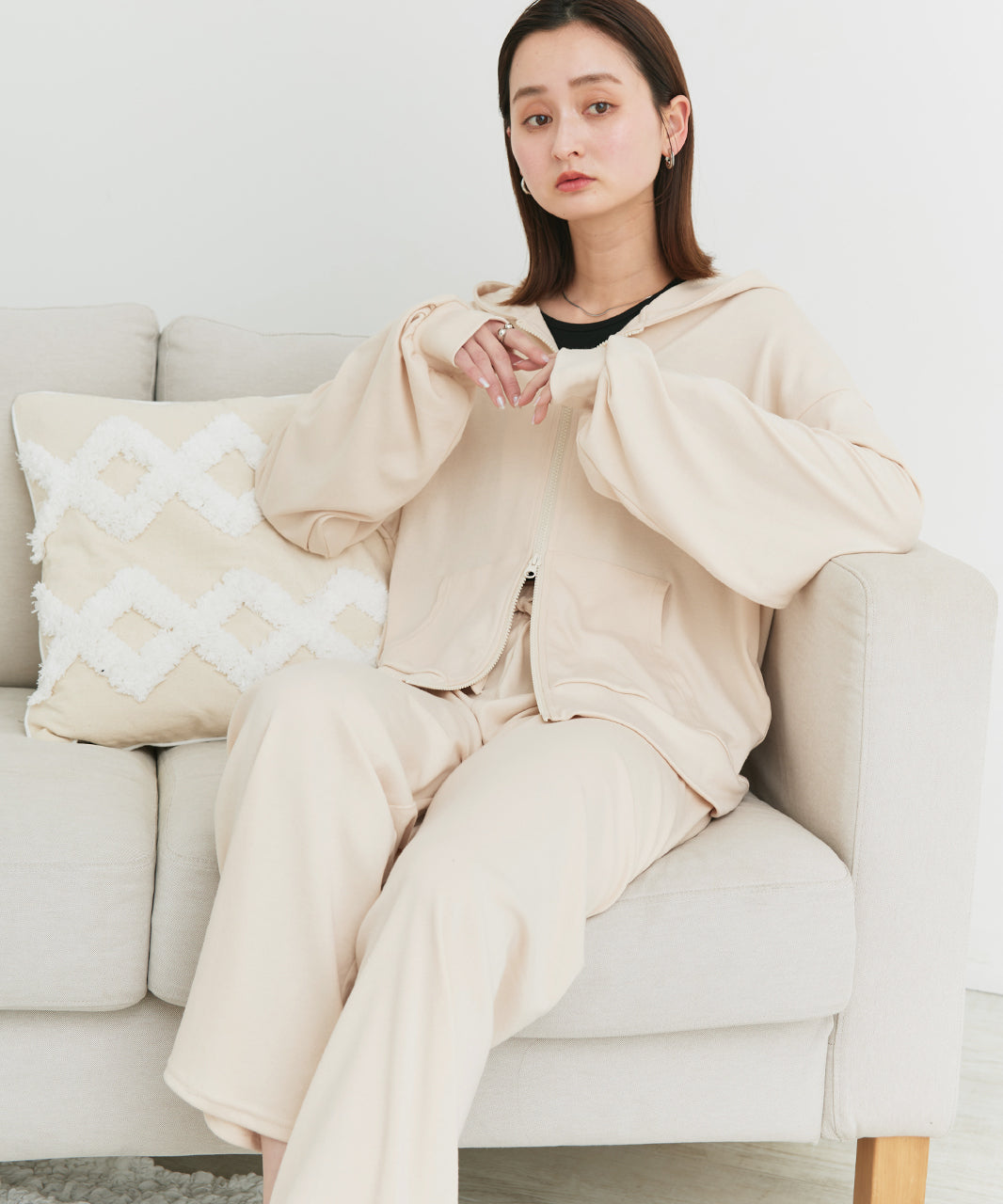 アドティエ ad thie 【2025SS新作】スムースダブルジップパーカールームウェア （杢グレー） 杢グレー