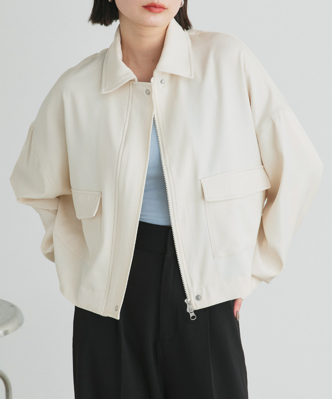 アドティエ ad thie 【2025SS新作】ルーズクロップドブルゾン （オフホワイト） オフホワイト