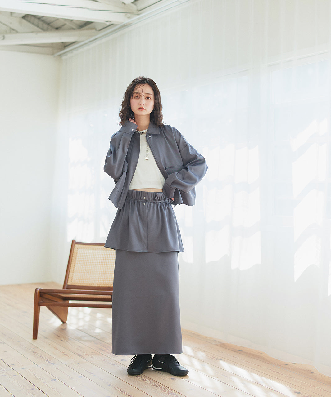 アドティエ ad thie 【2025SS新作】ルーズクロップドブルゾン （オフホワイト） オフホワイト