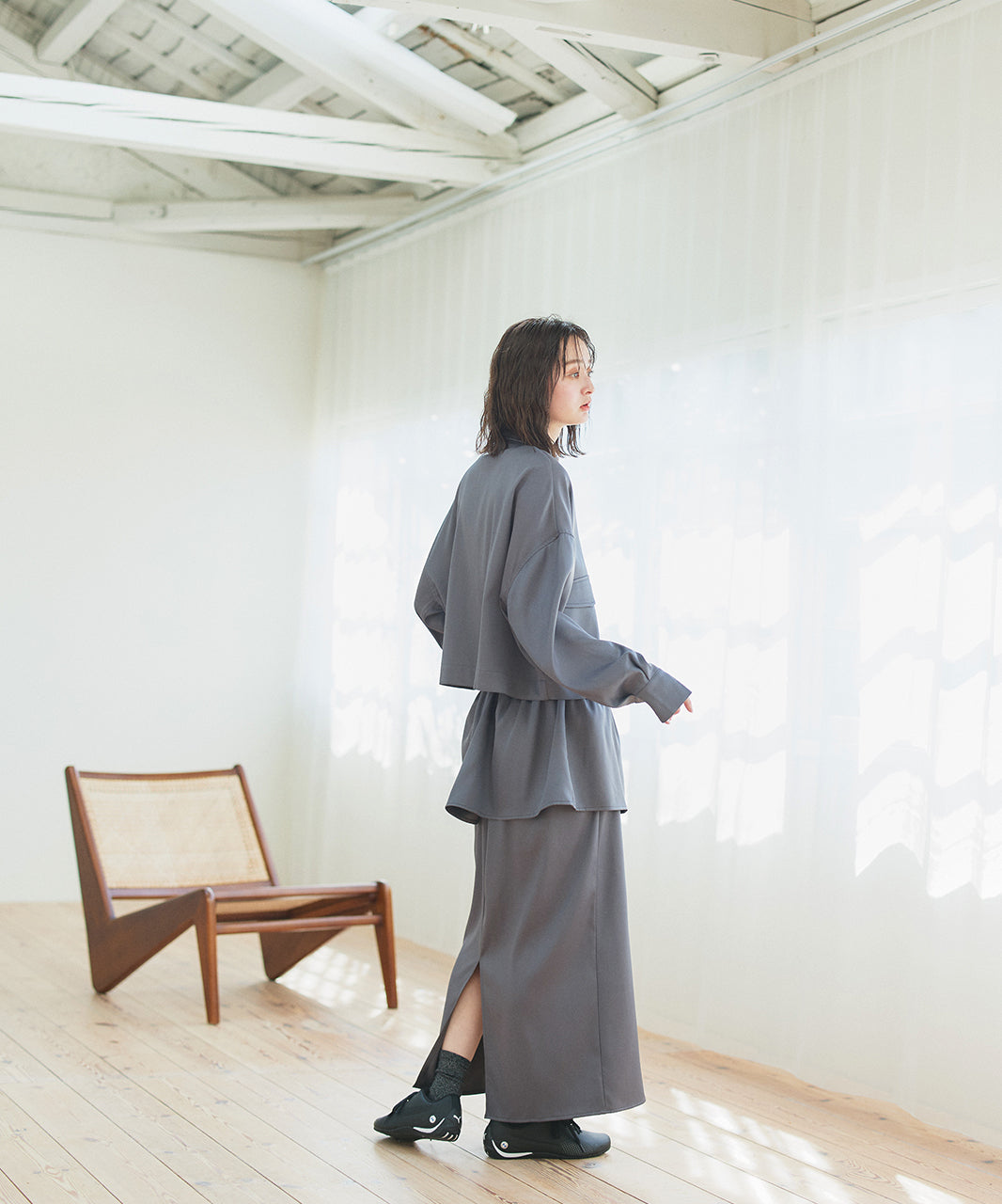 アドティエ ad thie 【2025SS新作】ルーズクロップドブルゾン （オフホワイト） オフホワイト