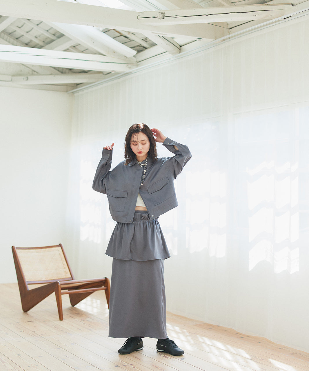 アドティエ ad thie 【2025SS新作】ルーズクロップドブルゾン （オフホワイト） オフホワイト