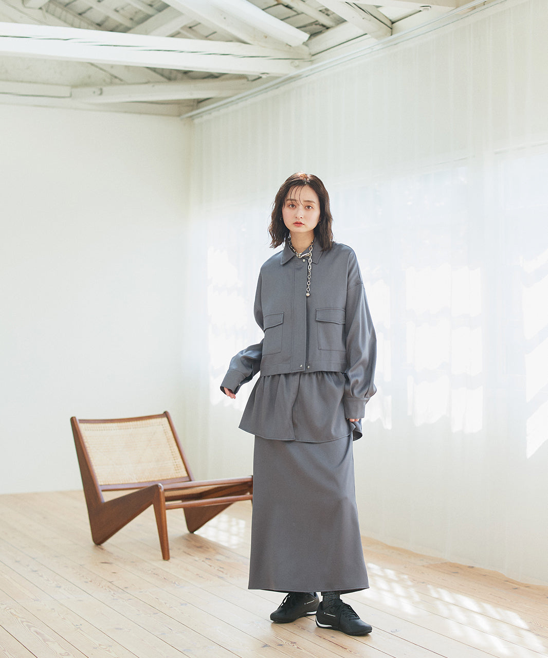 アドティエ ad thie 【2025SS新作】ルーズクロップドブルゾン （オフホワイト） オフホワイト